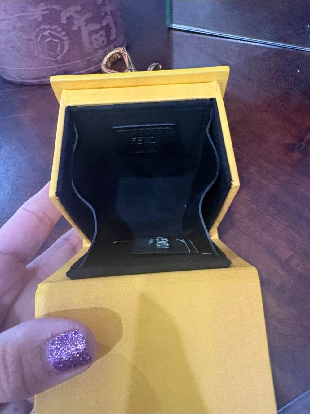 Fendi Yellow Leather Key & Card Holder with Gold-Tone Clip